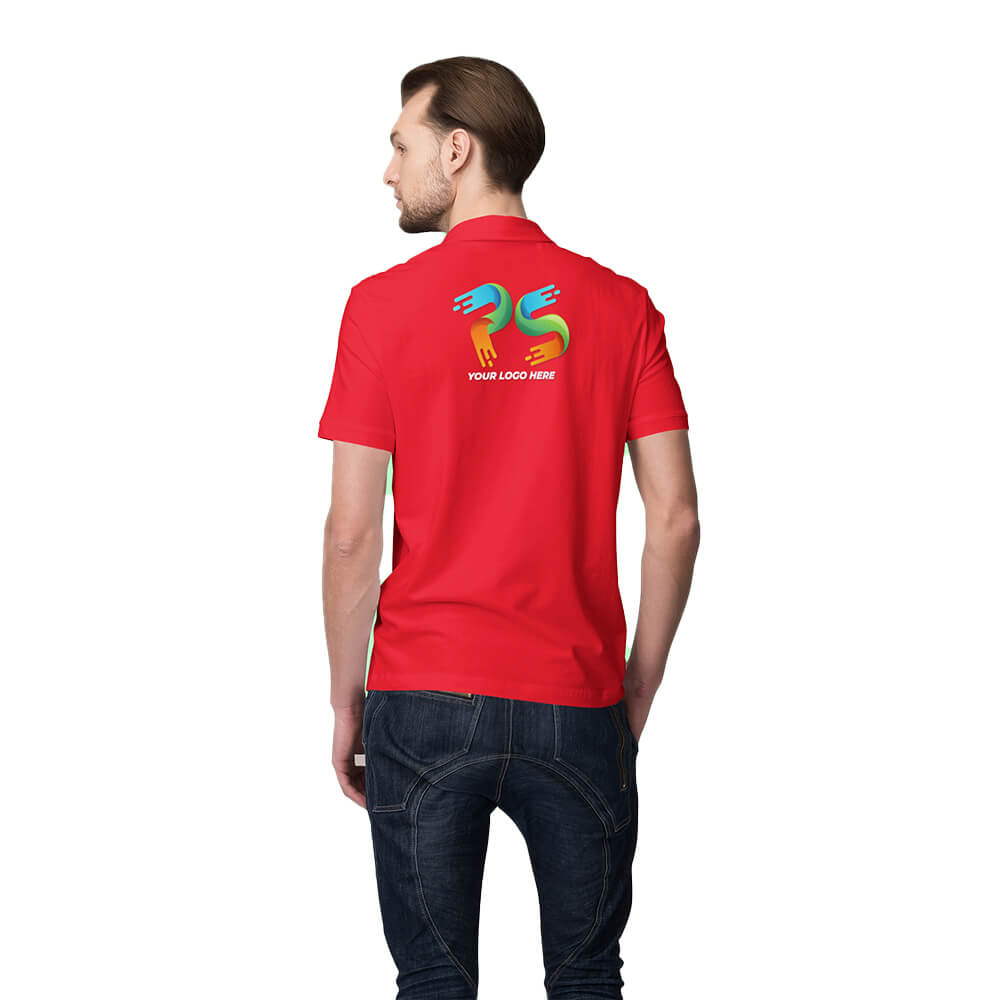Red Customised Men's Polo Neck T-Shirt - Front and Back Print - product image 3
