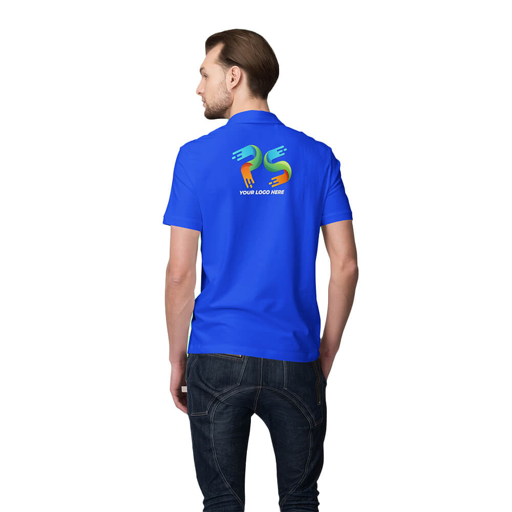 Royal Blue Customised Men's Polo Neck T-Shirt - Front and Back Print - product image 3