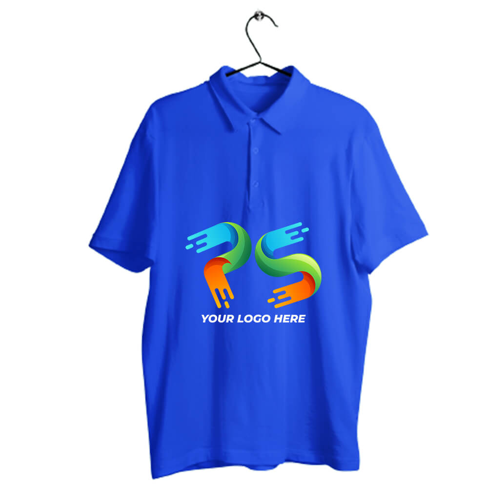 Royal Blue Customised Men's Polo Neck T-Shirt - Front Print - corporate gift by YuBingo