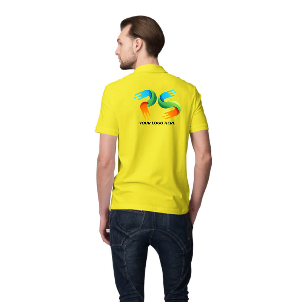 Yellow Customised Men's Polo Neck T-Shirt - Front and Back Print - product image 3