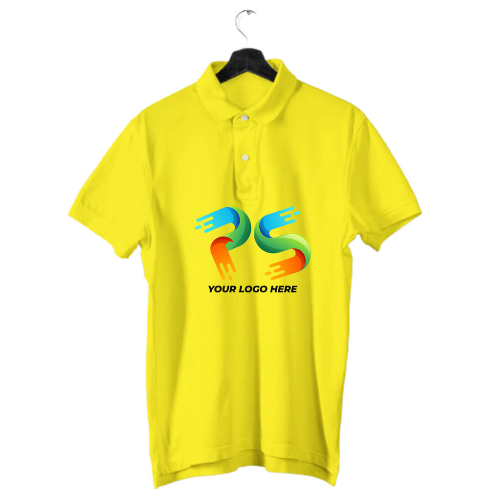 Yellow Customised Men's Polo Neck T-Shirt - Front Print - corporate gift by YuBingo