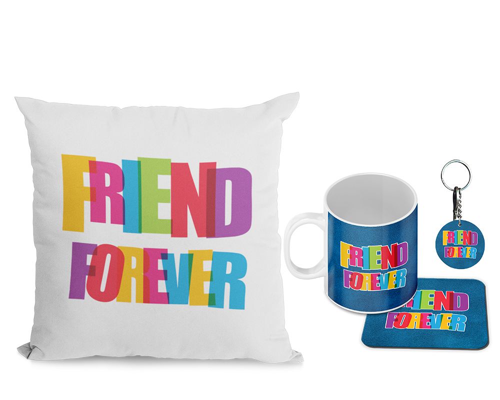 Friend Forever Cushion, Coffee Mug with Coaster and Keychain - corporate gift by YuBingo