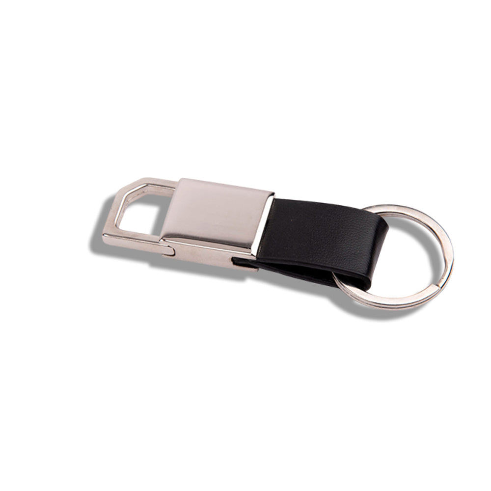 Rectangle Hanging Metal Keychain with PU Strap - corporate gift by YuBingo