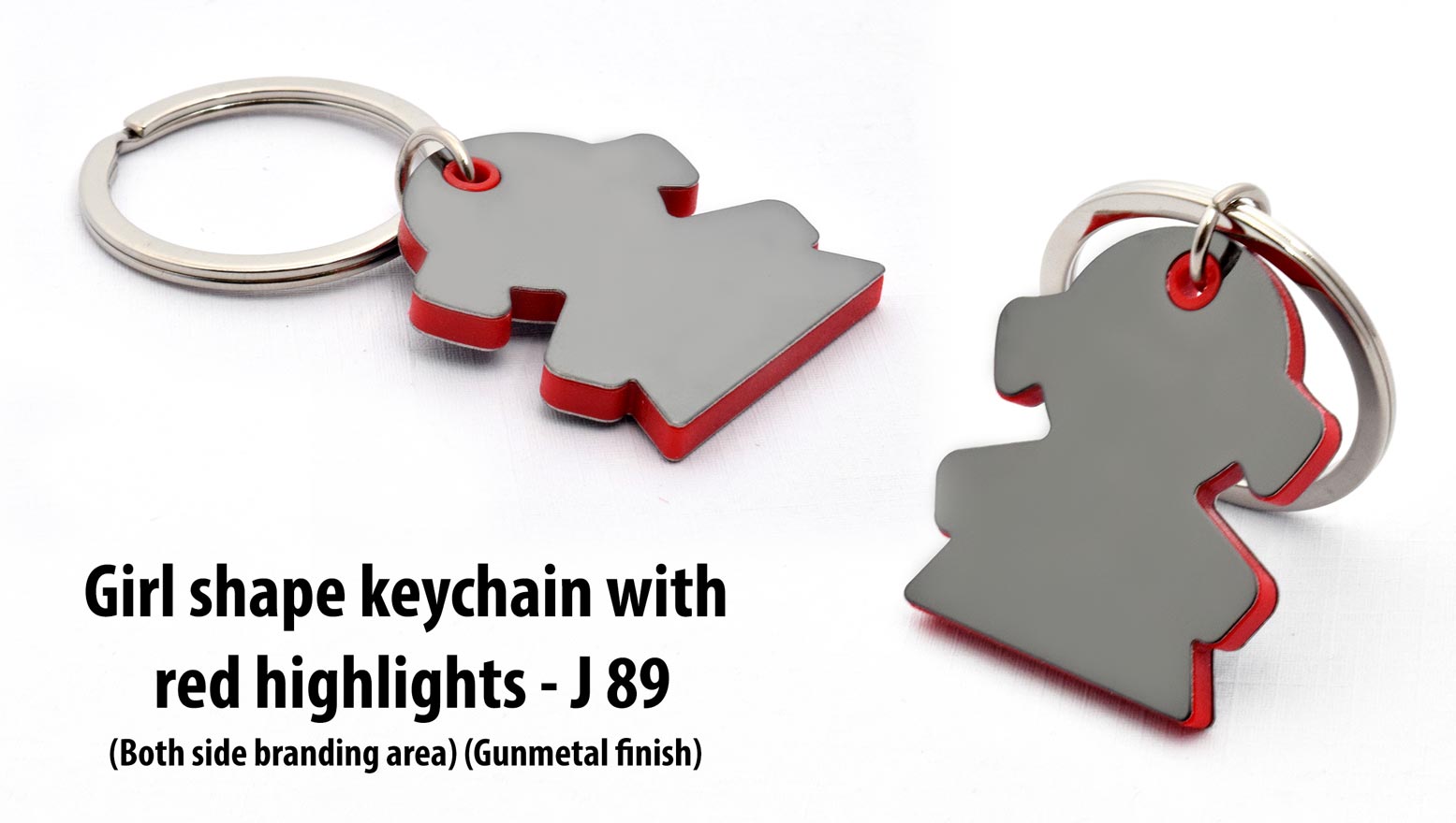Beautiful Girl Shape Keychain with Red Highlights and Gunmetal Finish - product image 2