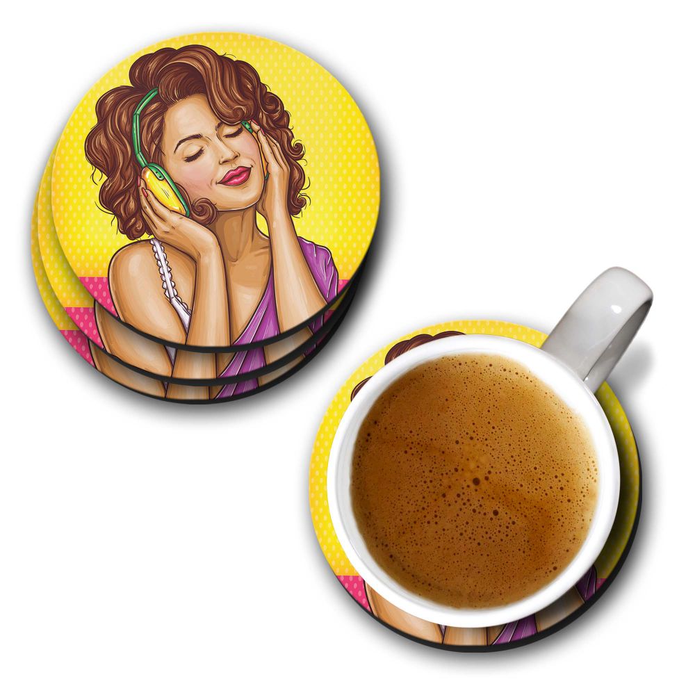 Music Girl Coasters - corporate gift by YuBingo