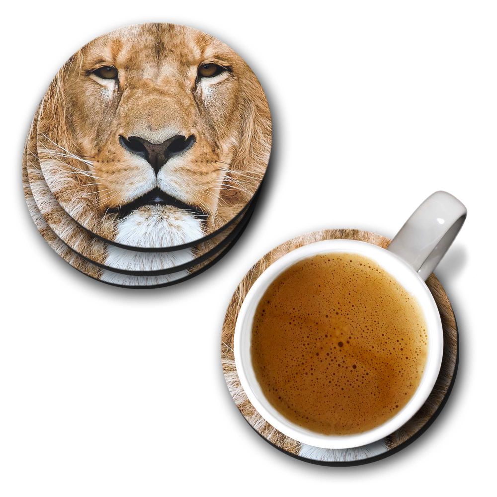 Portrait of Lion Coasters - corporate gift by YuBingo