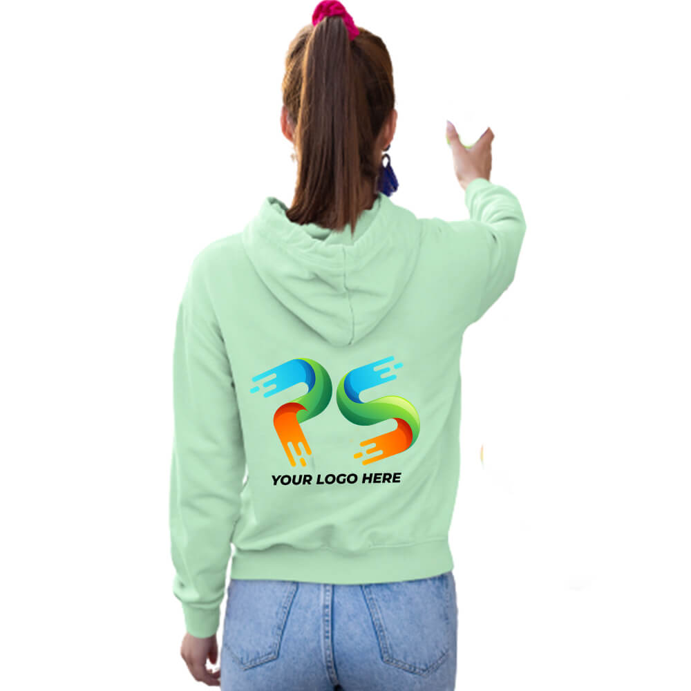 Mint Green Customised Women's Crop Hoodie - Front and Back Print - corporate gift by YuBingo
