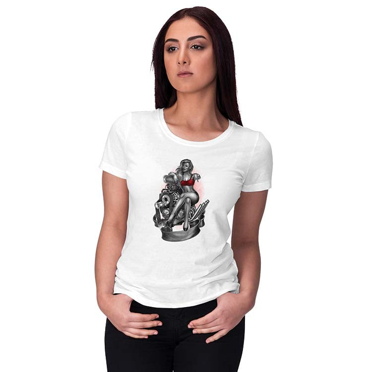 Beauty On Engine Women T-Shirt - corporate gift by YuBingo