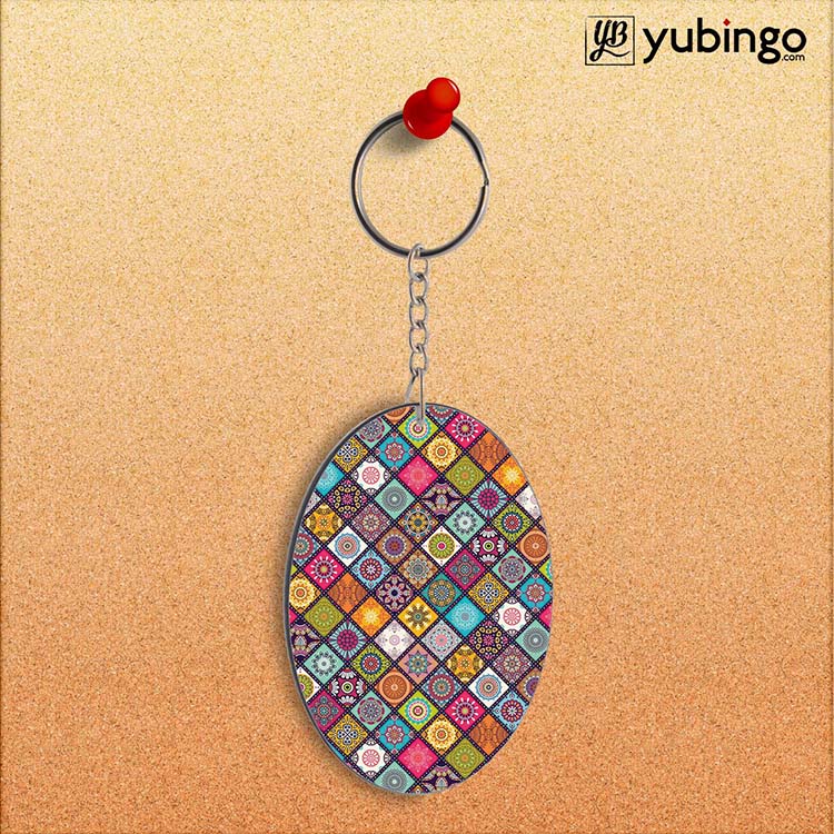 Beautiful Mandala Pattern Oval Key Chain - product image 2