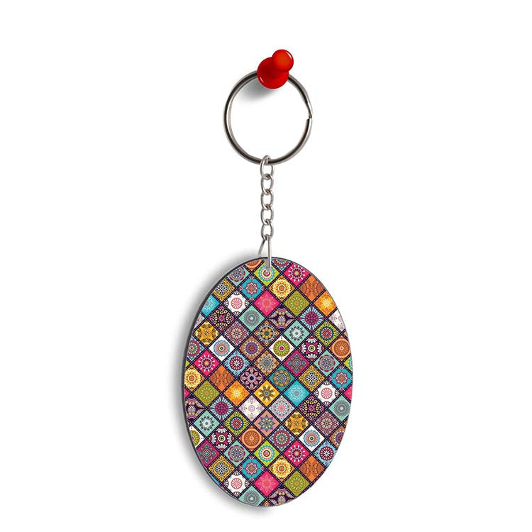 Beautiful Mandala Pattern Oval Key Chain - corporate gift by YuBingo