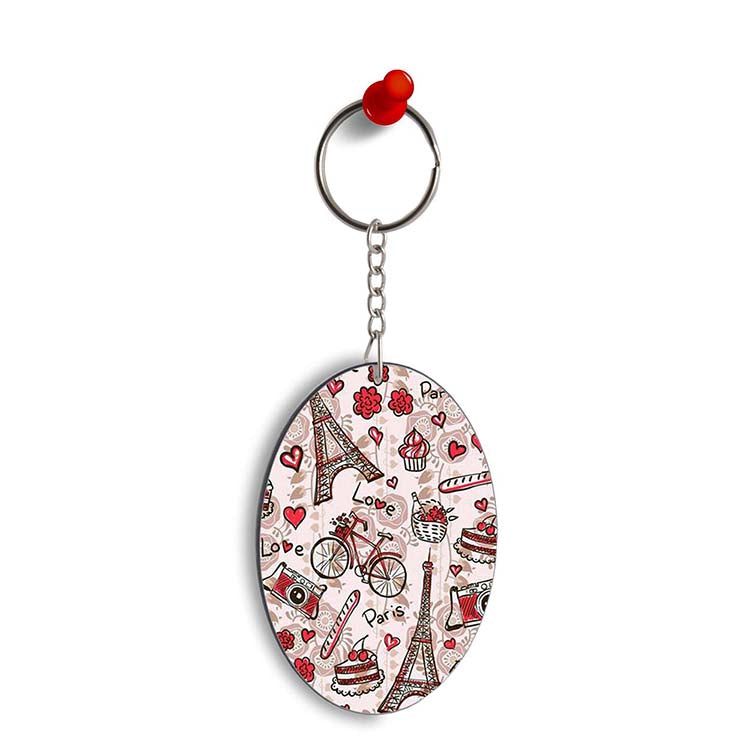 Love In Paris Oval Key Chain - corporate gift by YuBingo