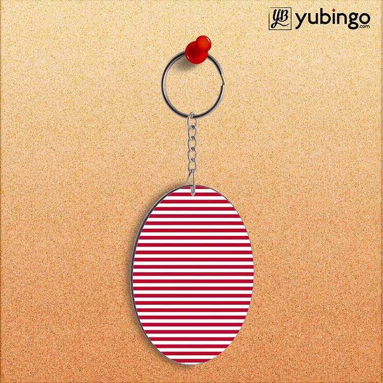 Red Stripes Oval Key Chain - product image 2