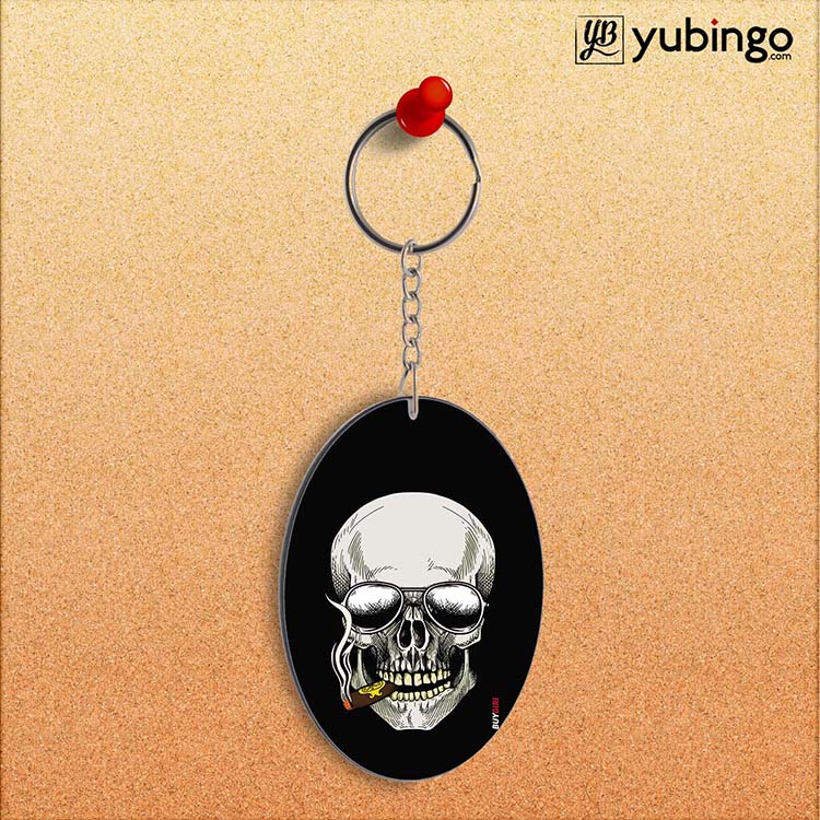 Smoking Skull Oval Key Chain - product image 2