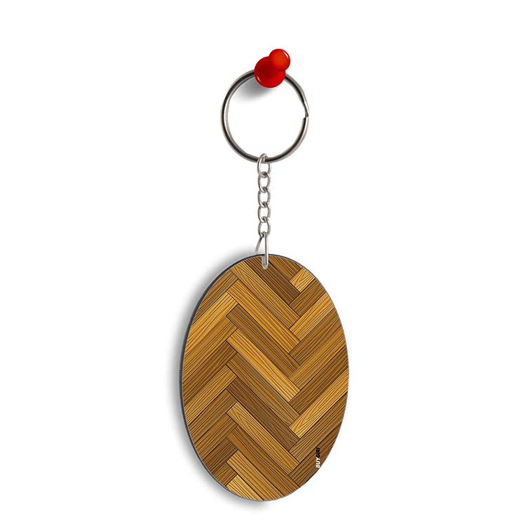 Wood Pattern Oval Key Chain - corporate gift by YuBingo