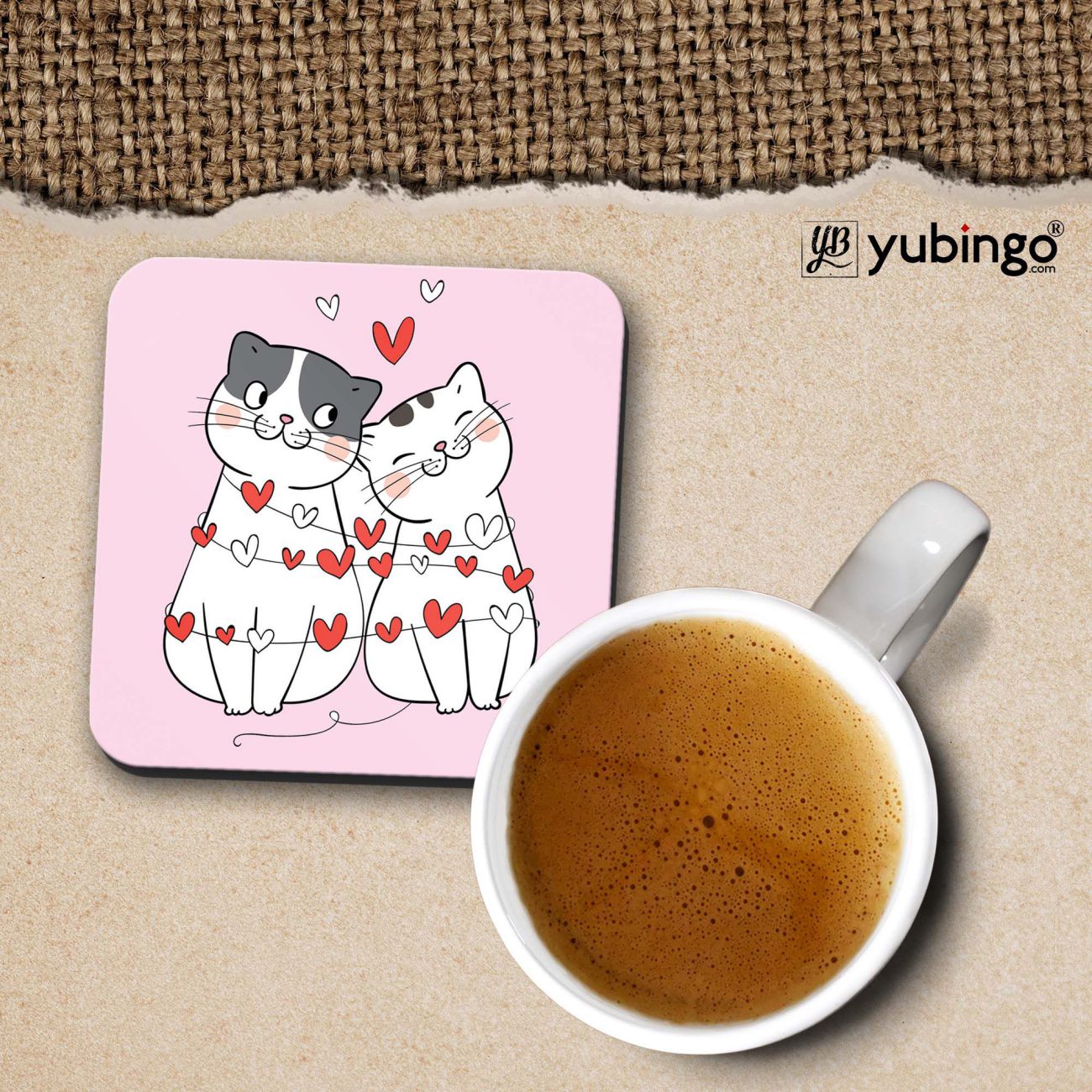 Catty Love Cushion, Coffee Mug with Coaster and Keychain - product image 3