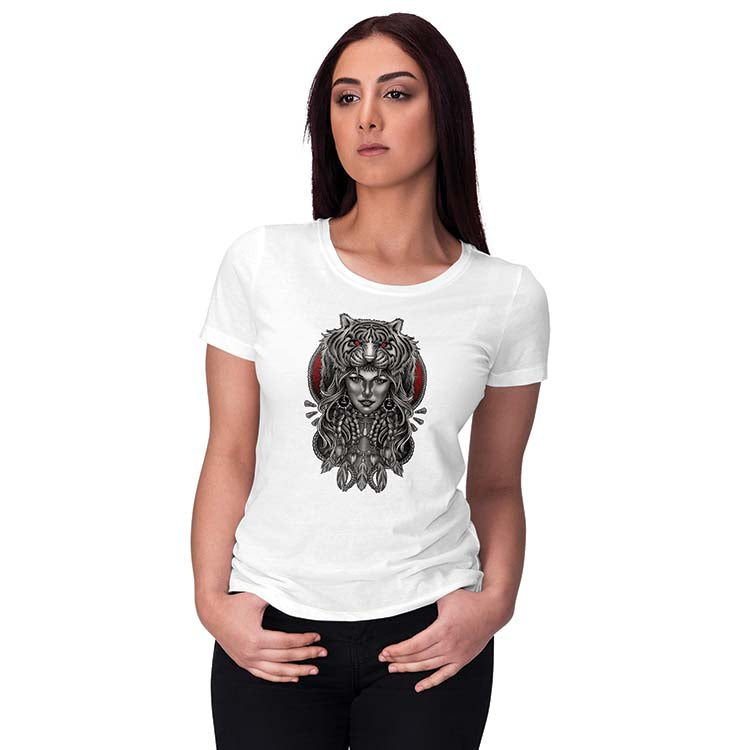 Charming Lady with Tiger Women T-Shirt - product image 4