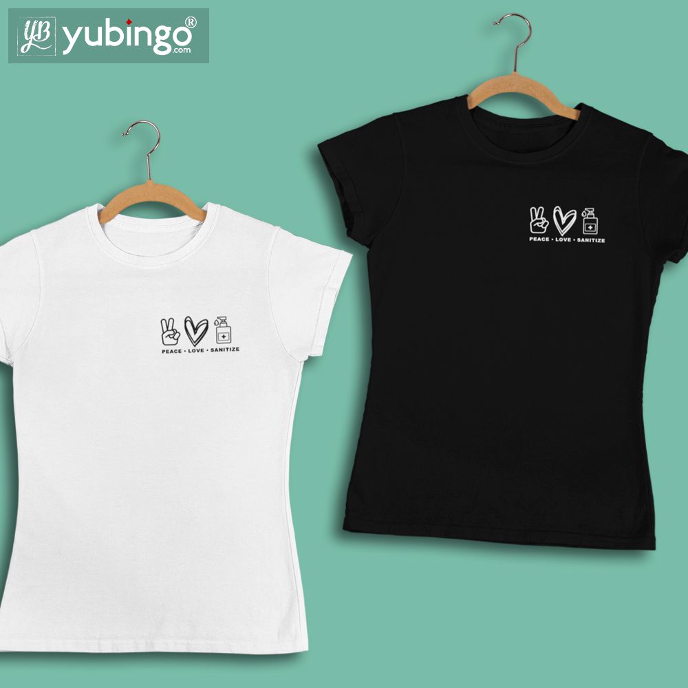 Peace Love Sanitise T-Shirt-White