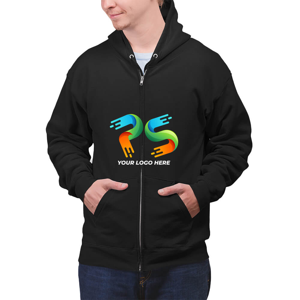 Black Customised Zipper Hoodie - Front and Back Print - product image 2