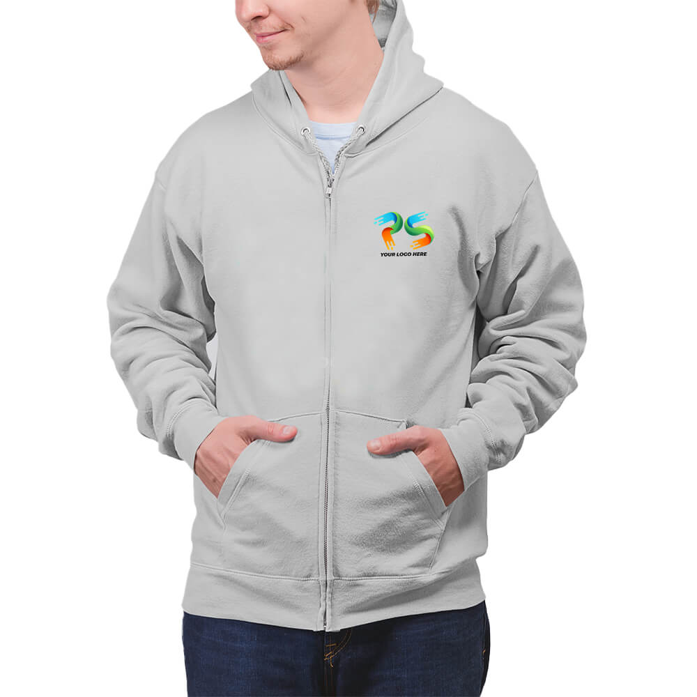 Grey Heather Customised Zipper Hoodie - Front Print - product image 2