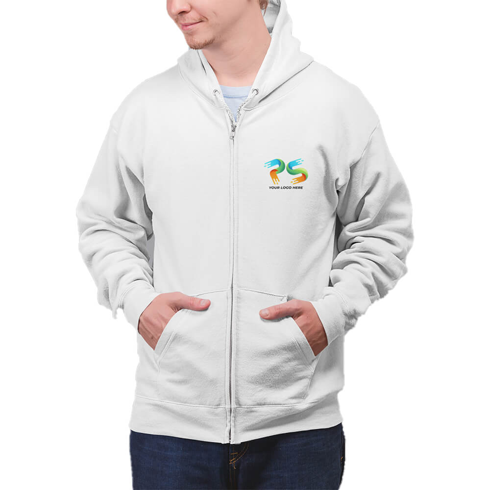 White Customised Zipper Hoodie - Front and Back Print - product image 3