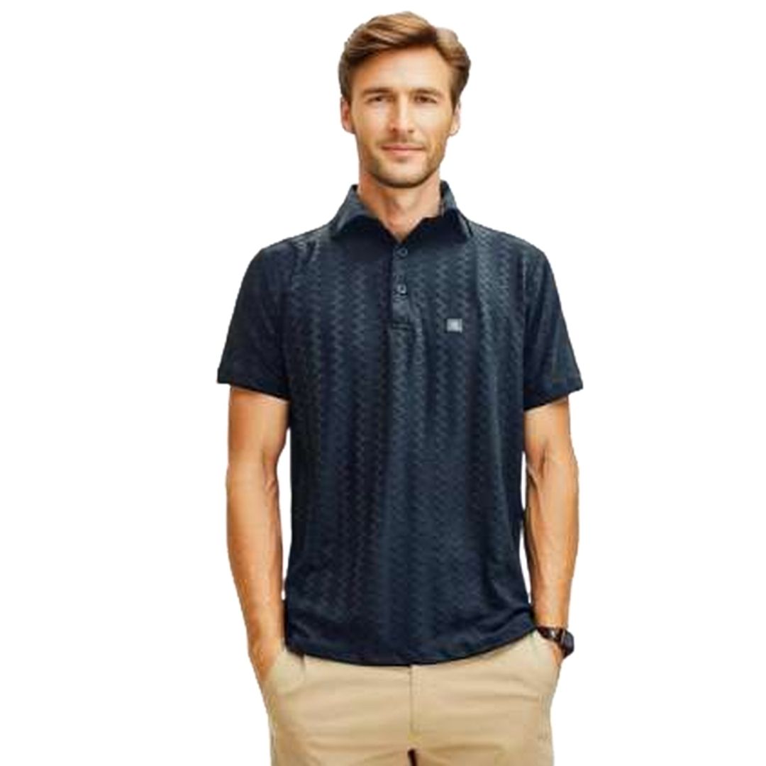Nauticon Polo T-Shirt Unisex (Black Saw Jacquard) - corporate gift by YuBingo