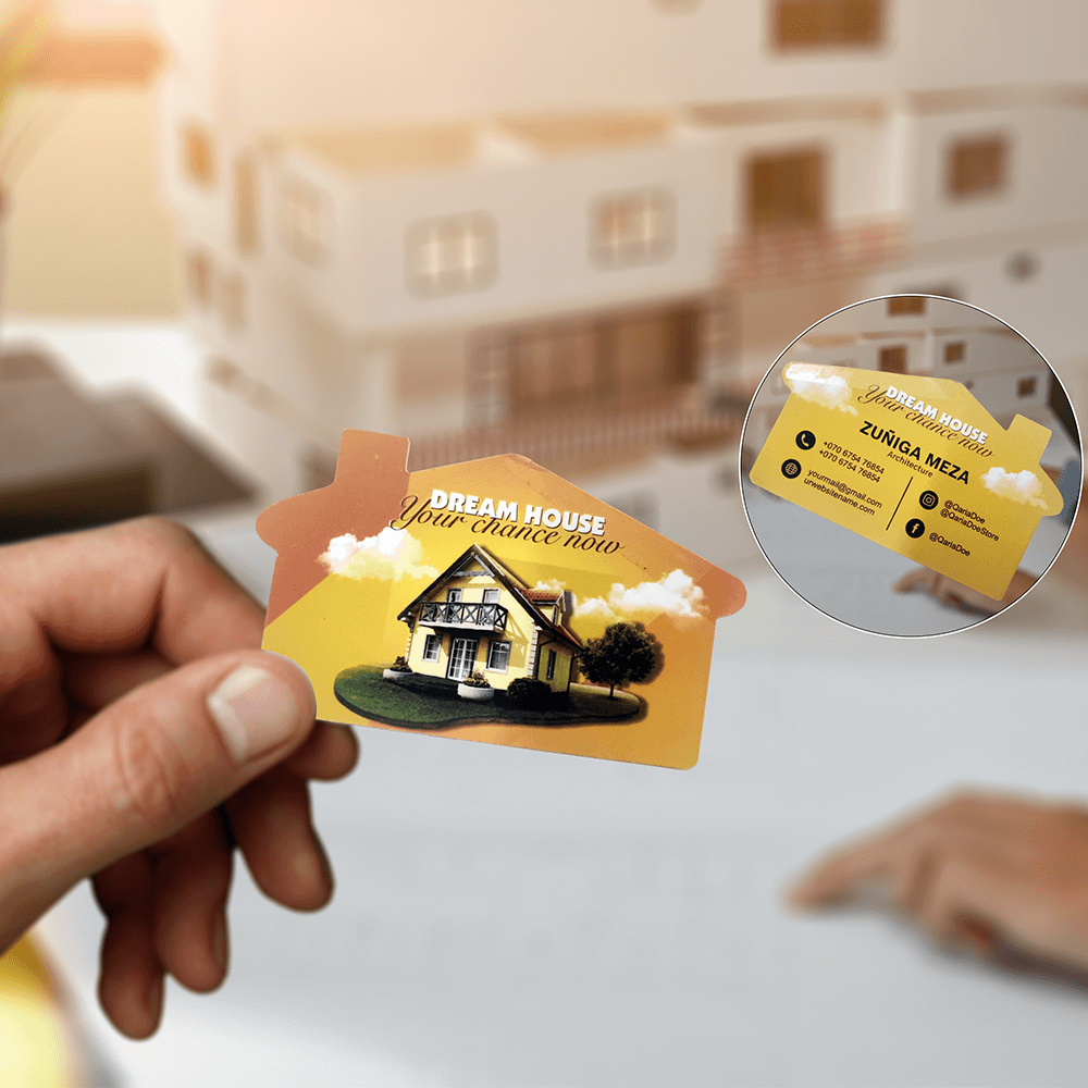 Premium Die Cut Visiting Card - Shape 13 - corporate gift by YuBingo