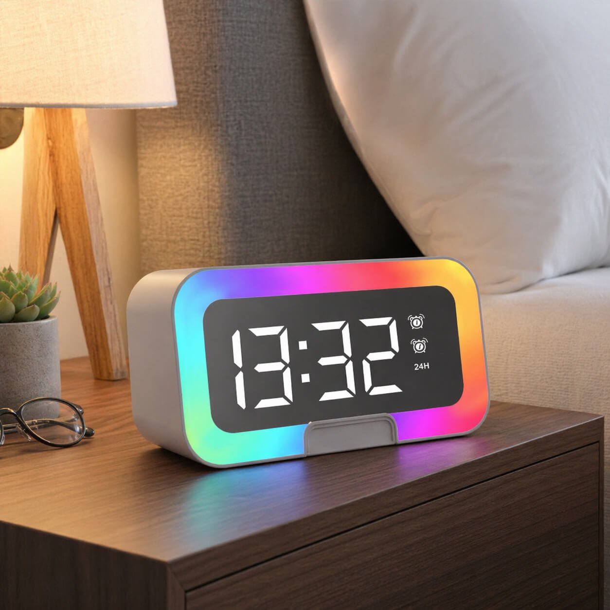 TimeWave Ultra: Large Clock with Bluetooth speaker, Mobile Stand & RGB Lights - Premium Corporate Gift | A155 - corporate gift by YuBingo