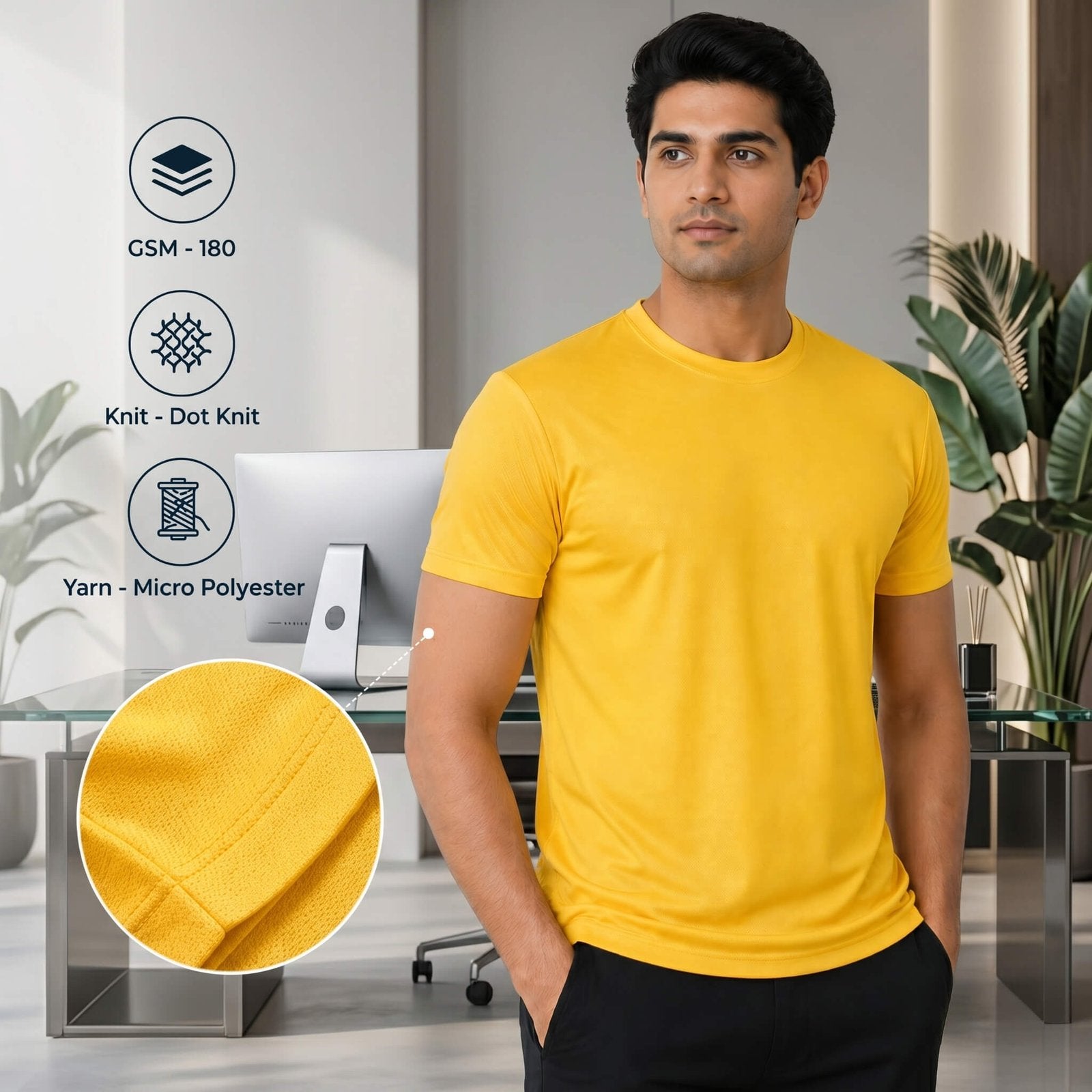 Airdry Black round-neck T-shirt for corporate gifting