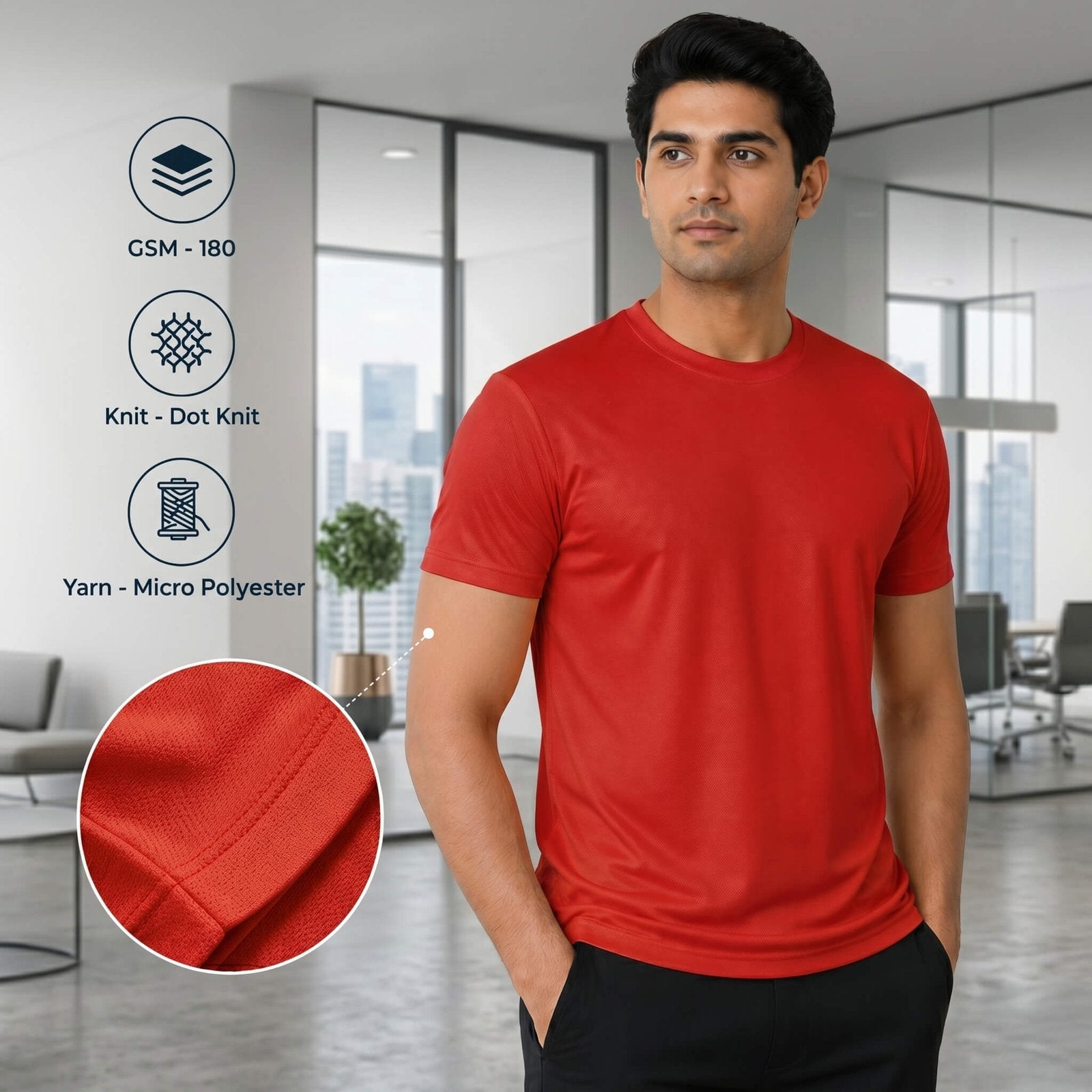 Airdry Red round-neck T-shirt for corporate gifting