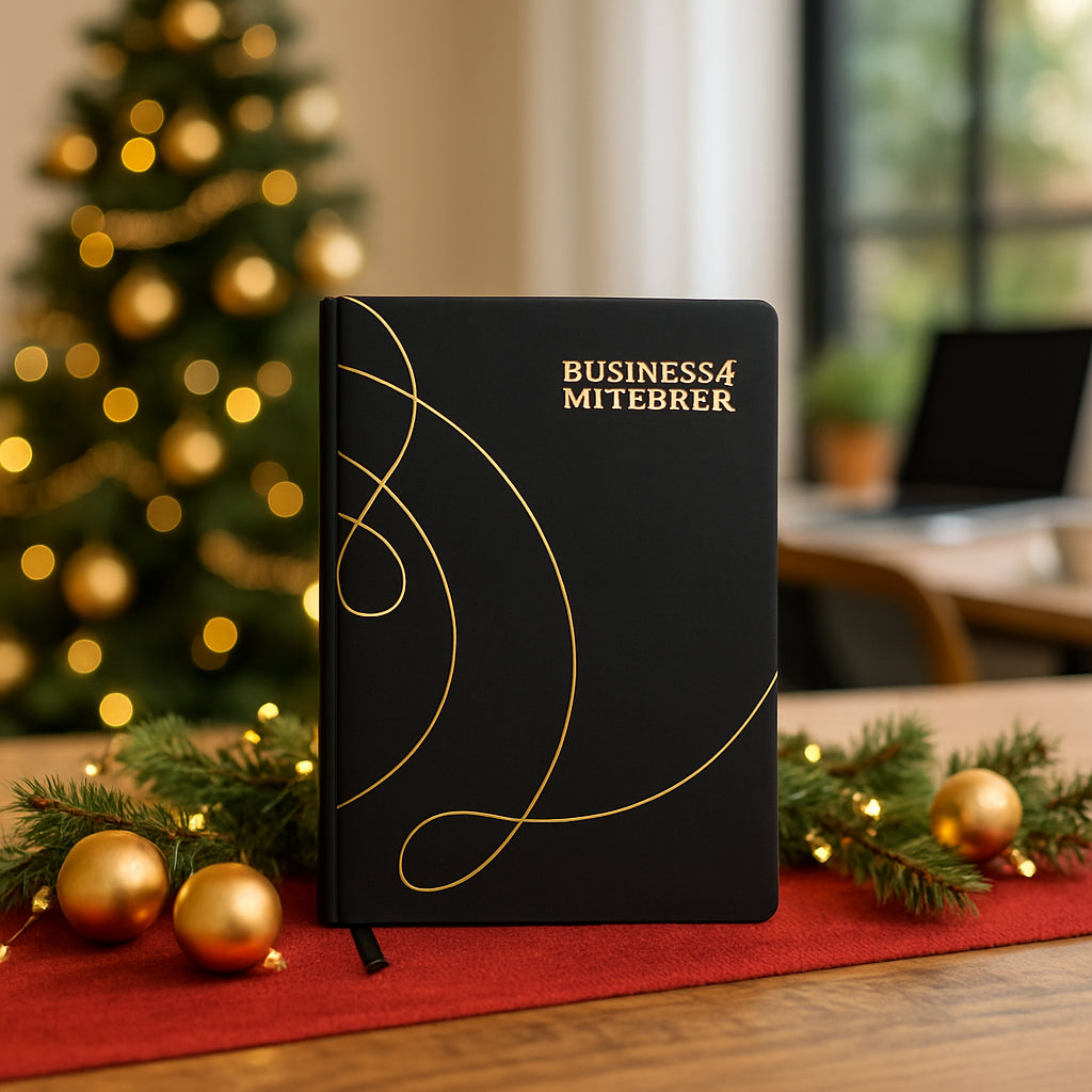 B164 - A5 Business Notebook with Golden Cursive Design - corporate gift by YuBingo