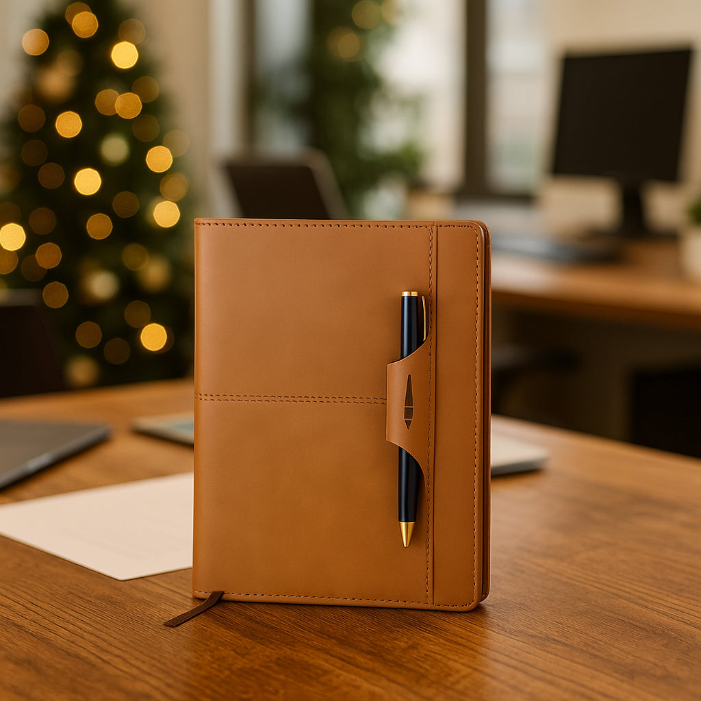 B184   Pen Loop Notebook with Stitching Design & Bookmark Ribbon - A5 PU (Castillo Milano) - corporate gift by YuBingo