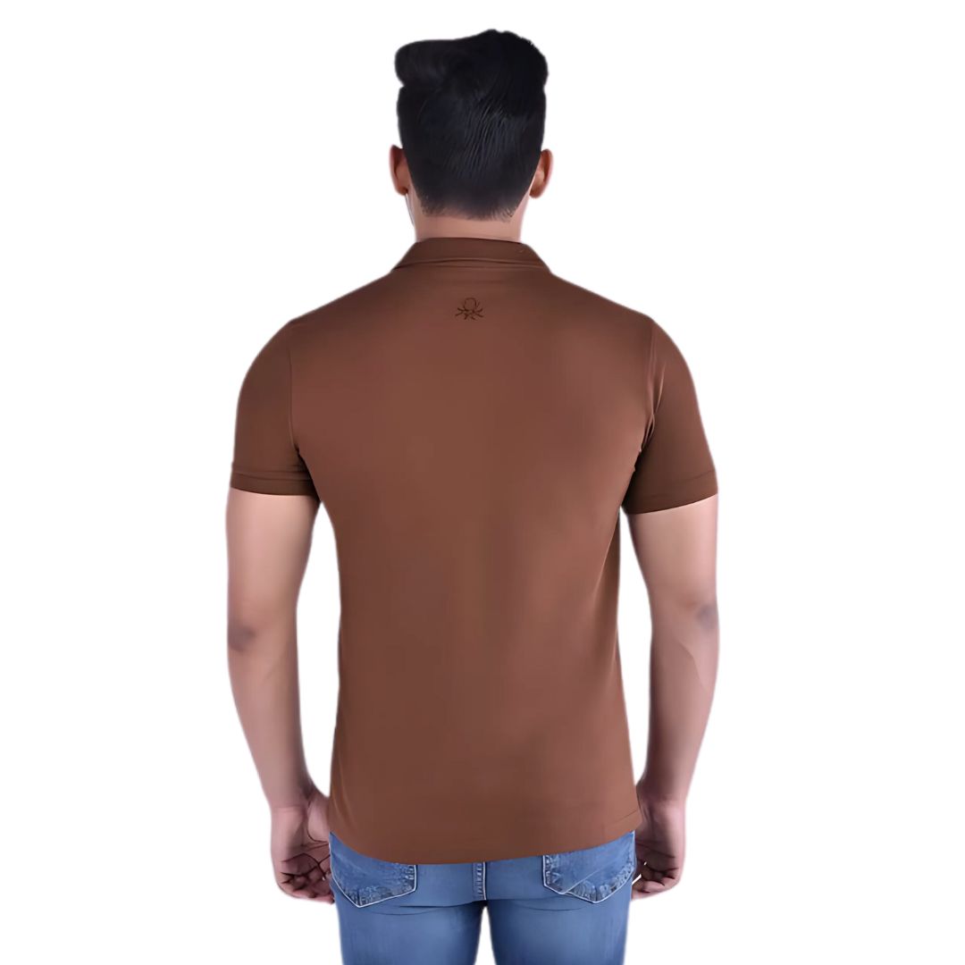 UCB Jacquard Collar Polo T-Shirt - Brown | 100% Cotton Comfort Wear - corporate gift by YuBingo