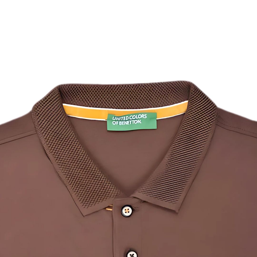 UCB Jacquard Collar Polo T-Shirt - Brown | 100% Cotton Comfort Wear - product image 3