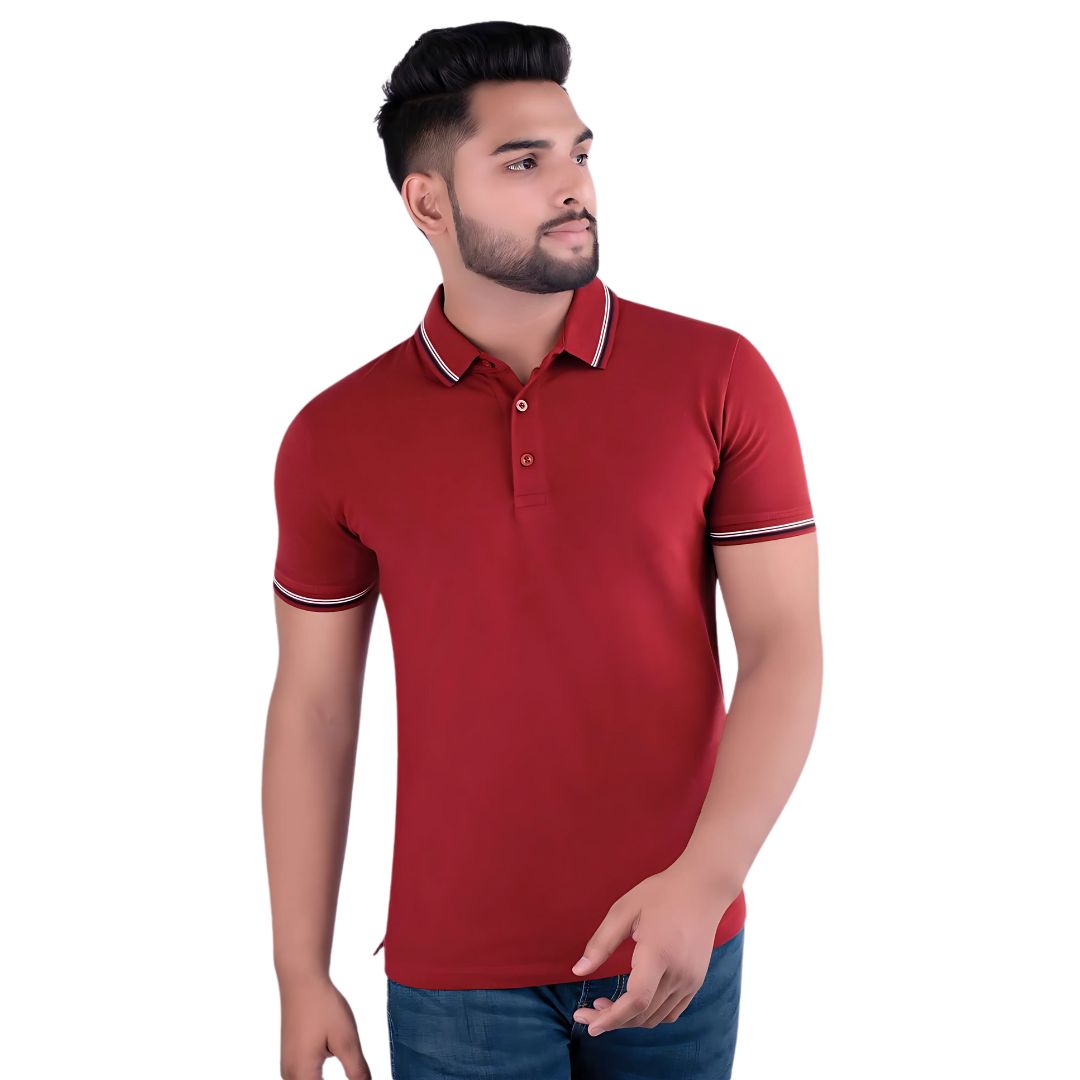 Benetton UCB Maroon Polo T-Shirt – Cotton Lycra, Men’s