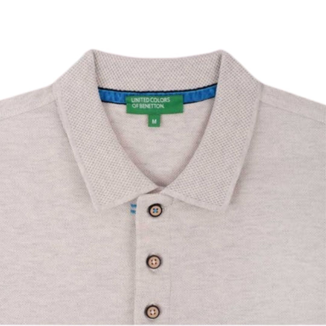 United Colors of Benetton Jacquard Collar Polo T-Shirt - Oatmeal - product image 3