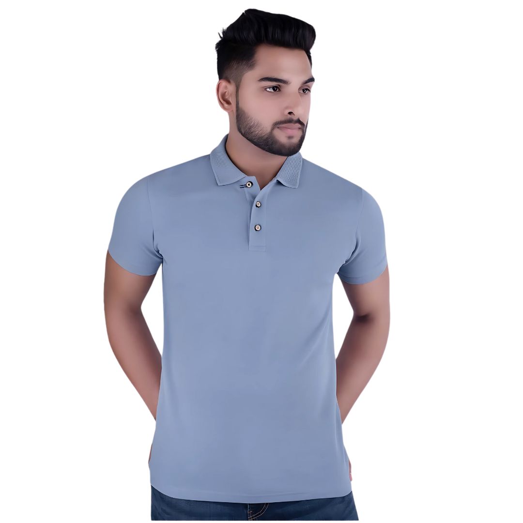 UCB Men’s Polo T-Shirt - Powder Blue, 100% Cotton - corporate gift by YuBingo