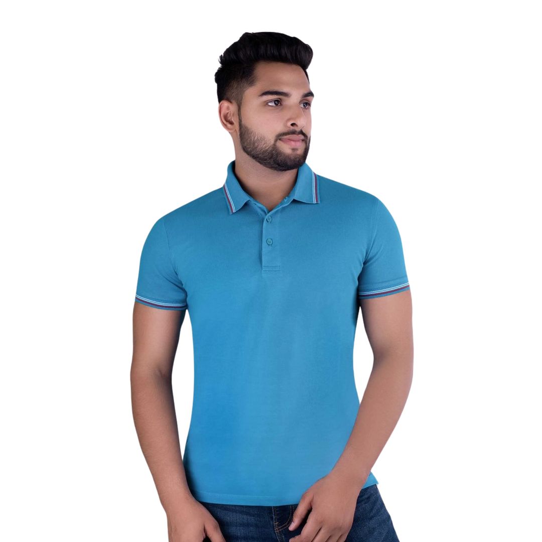 United Colors of Benetton Turquoise Blue Lycra Cotton Polo T-Shirt - corporate gift by YuBingo