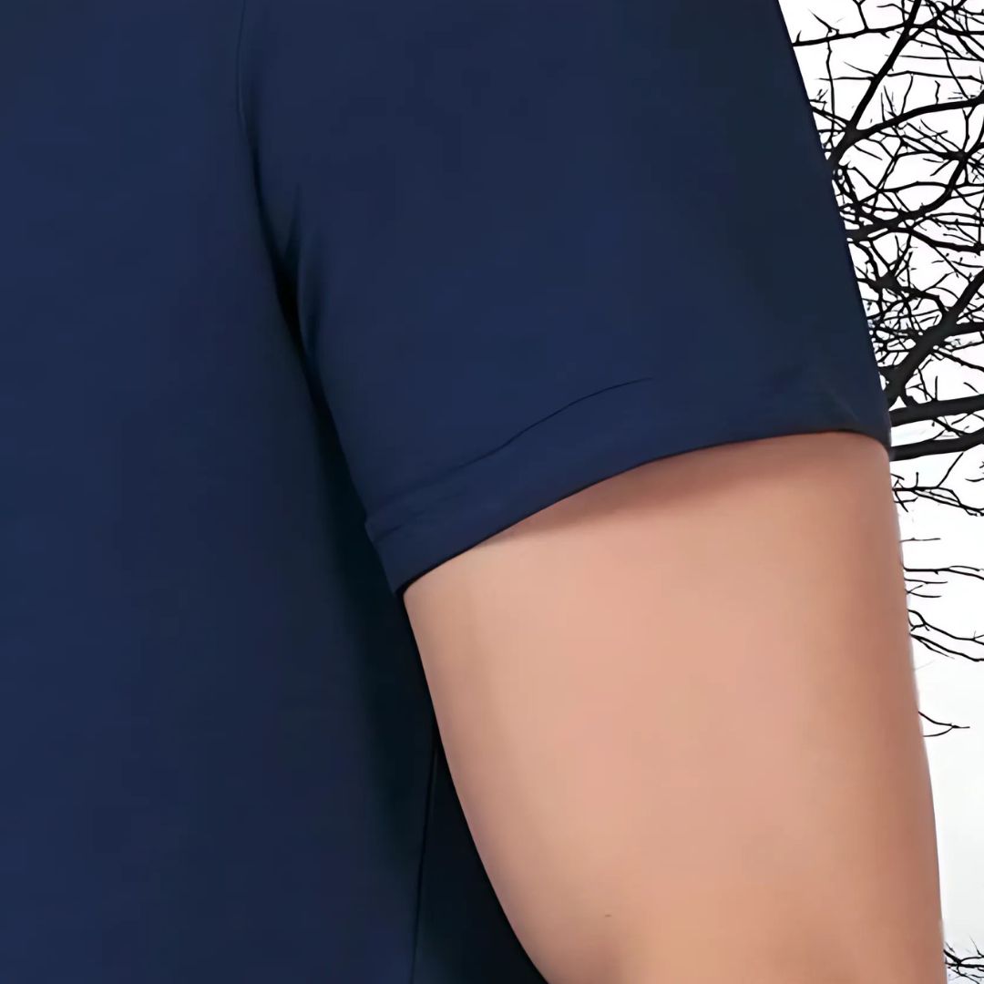 United Colors of Benetton 100% Cotton Round Neck T-Shirt - Navy Blue - product image 3