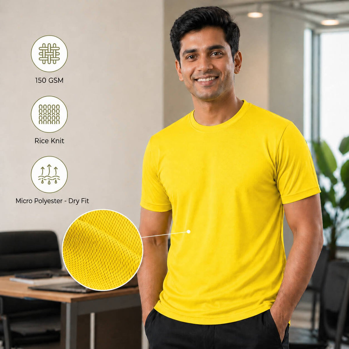 Berlin Golden Yellow round-neck T-shirt for corporate gifting