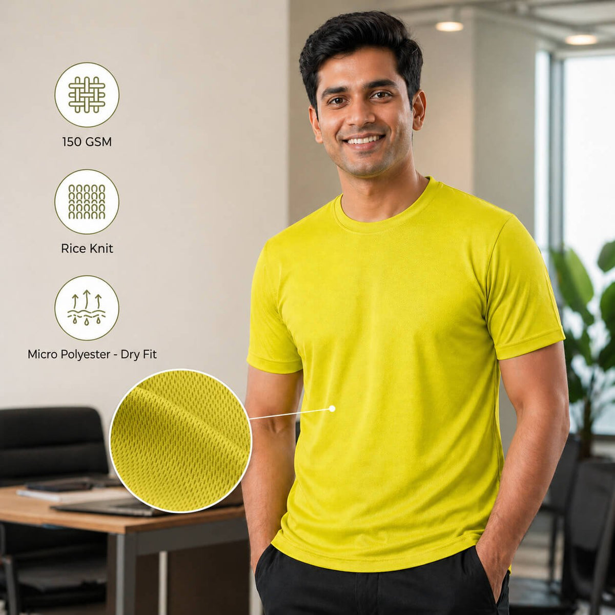 Berlin Yellow round-neck T-shirt for corporate gifting