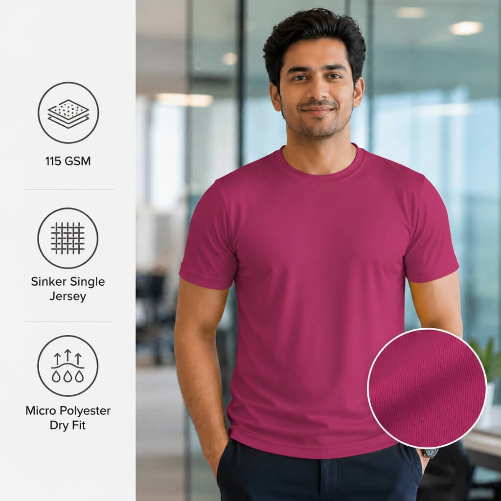 Chelsea Magenta round-neck T-shirt for corporate gifting