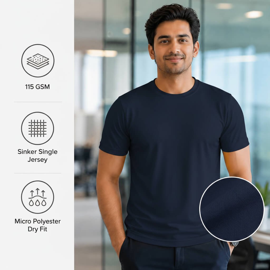 Chelsea Navy Blue round-neck T-shirt for corporate gifting