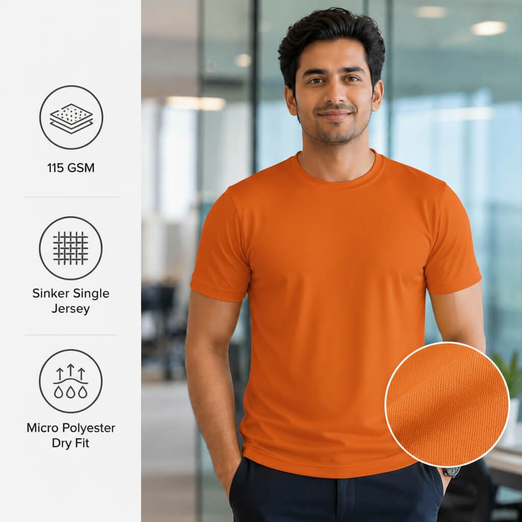 Chelsea Neon Orange round-neck T-shirt for corporate gifting
