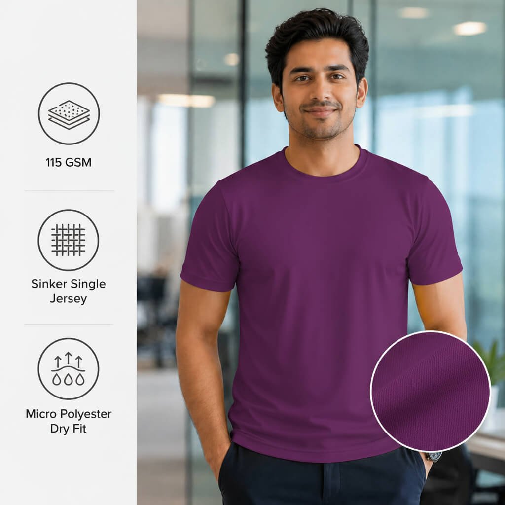 Chelsea Purple round-neck T-shirt for corporate gifting
