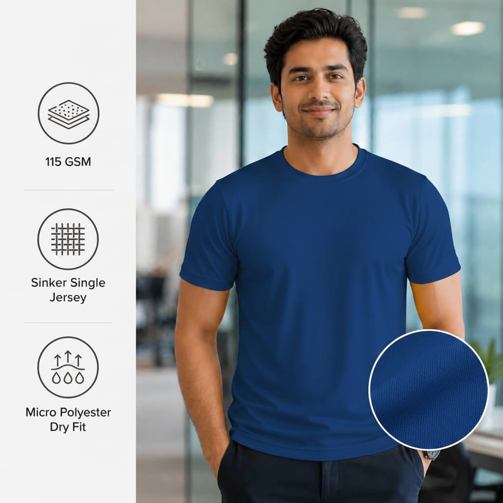 Chelsea Royal Blue round-neck T-shirt for corporate gifting