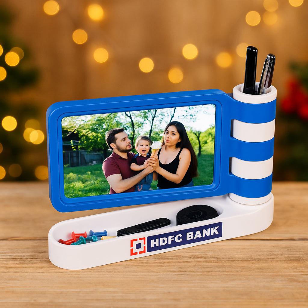 D43 - Flag Style Photo Frame with Pen Stand & Stationery Holder - corporate gift by YuBingo