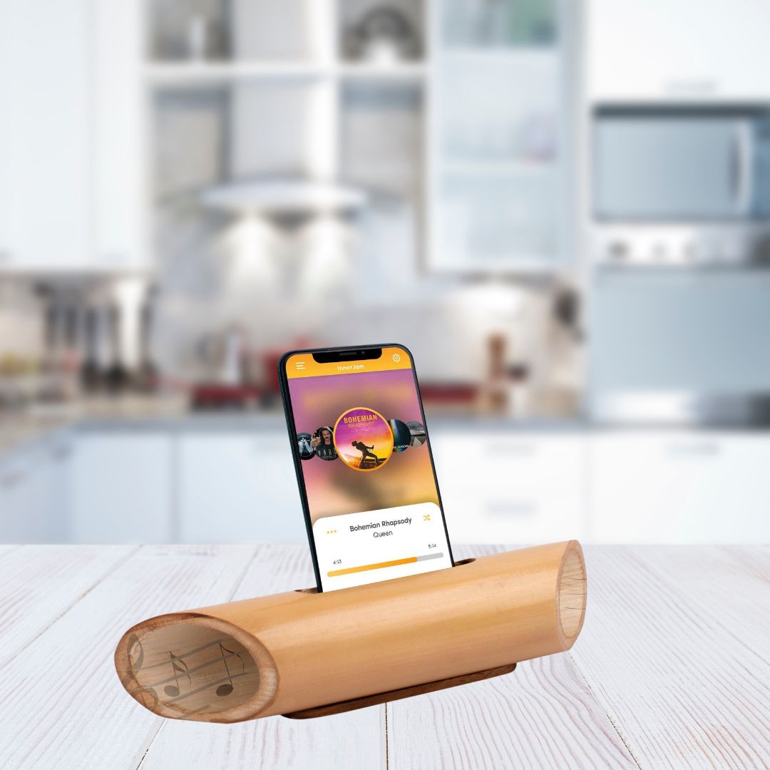 E305   Bamboo Music Amplifier for Smartphones (PU Gloss Finish) - corporate gift by YuBingo