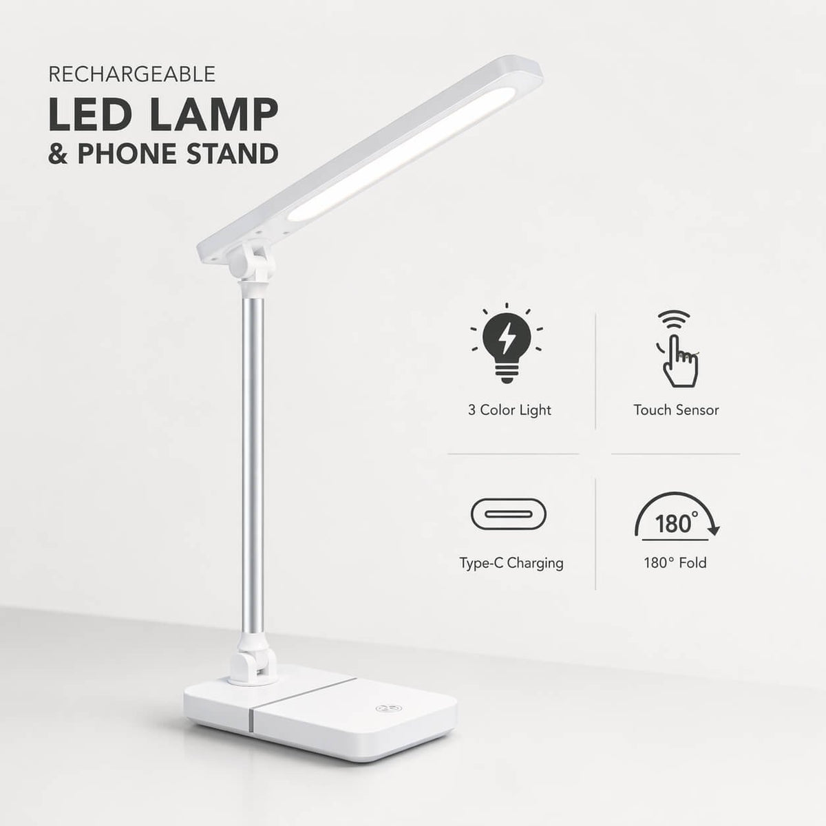 Metalix: Rechargeable Sleek metal neck LED lamp & Phone stand - Premium Corporate Gift | E398 - corporate gift by YuBingo