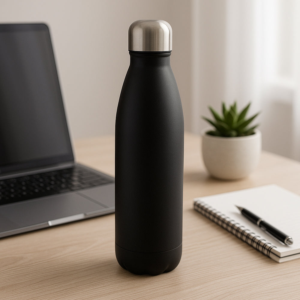 Black Stainless Steel Vacuum Bottle - 500 ml - corporate gift by YuBingo