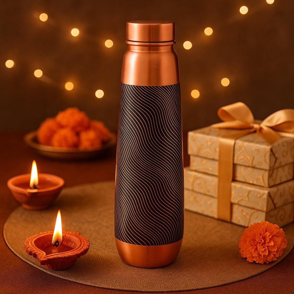 Premium Patterned Copper Water Bottle - 900ml - corporate gift by YuBingo